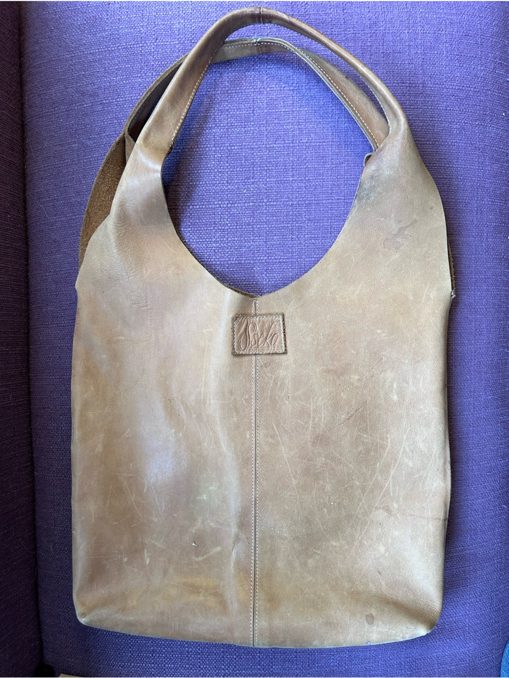 Sseko Caramel Leather Hobo Bag